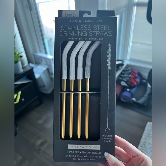 Krumbs Kitchen Elements Other - NEW Krumbs Kitchen Elements Stainless Steel Straws